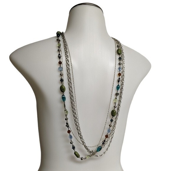 Premier Designs Multi-strands Beads & Silver Necklace - Picture 2 of 9